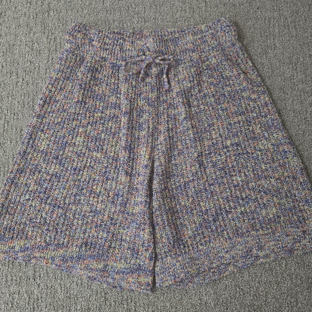 Zara Colorful Boucle Knit Sweater Shorts Size L Cozy Lounge Pull On
